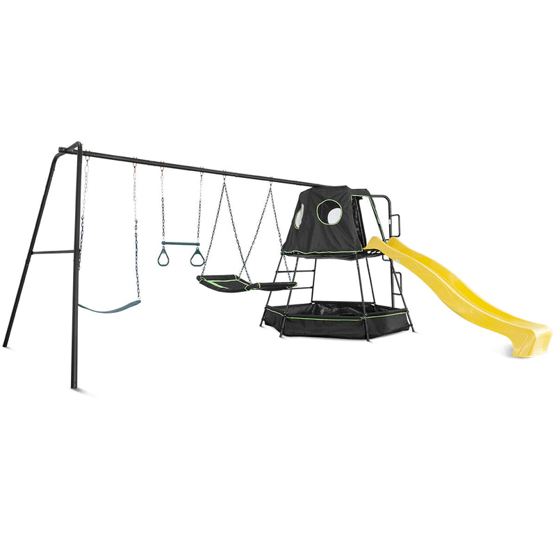 Lifespan Kids Pallas Play Tower with Metal Swing Set in Yellow Slide
