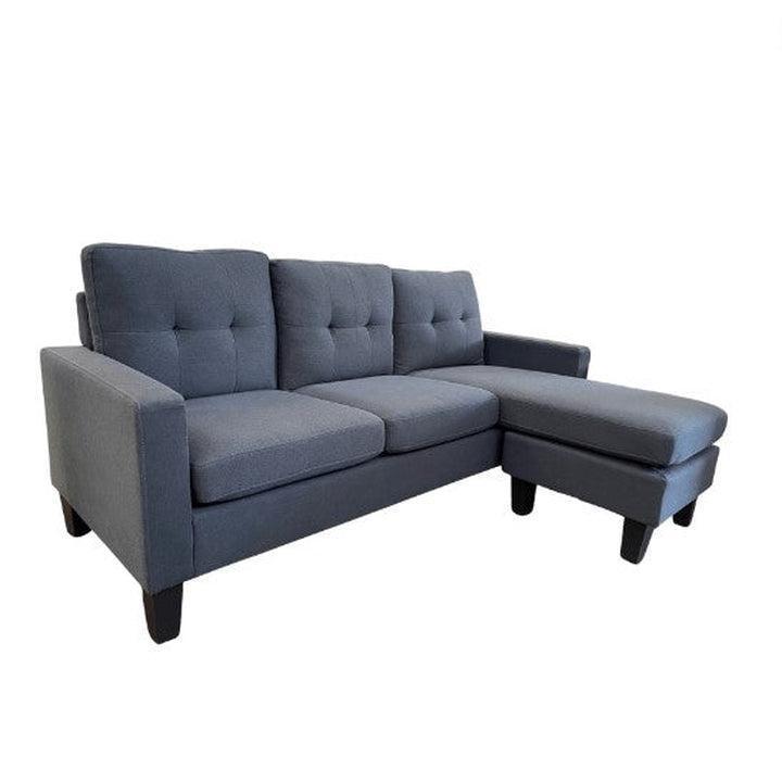 Oslo Sofa Couch Lounge Suite Reversible 3 Seater Set - Dark Grey/Blue Linen
