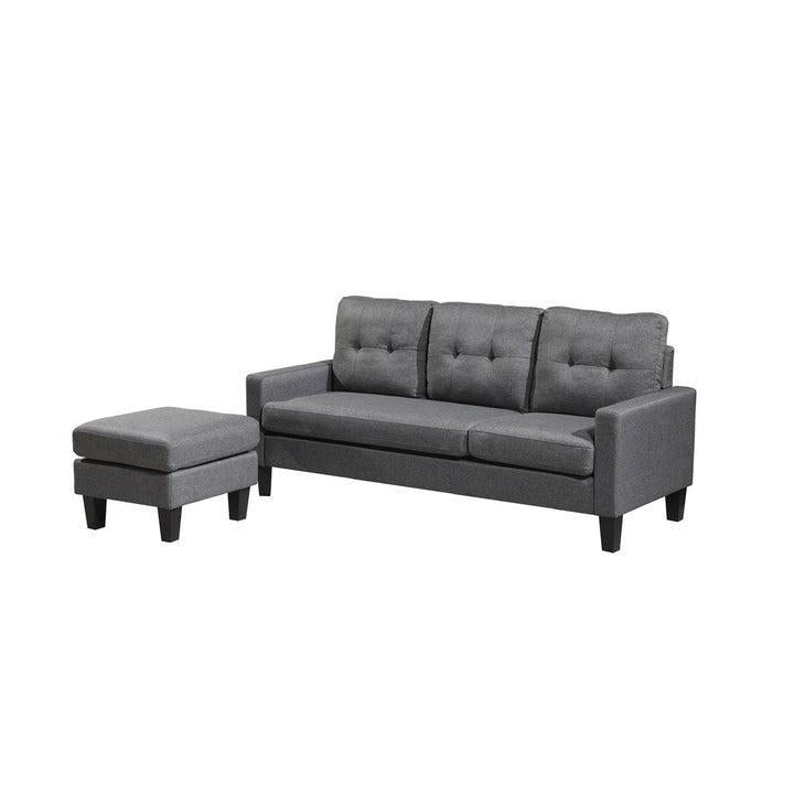 Oslo Sofa Couch Lounge Suite Reversible 3 Seater Set - Dark Grey/Blue Linen