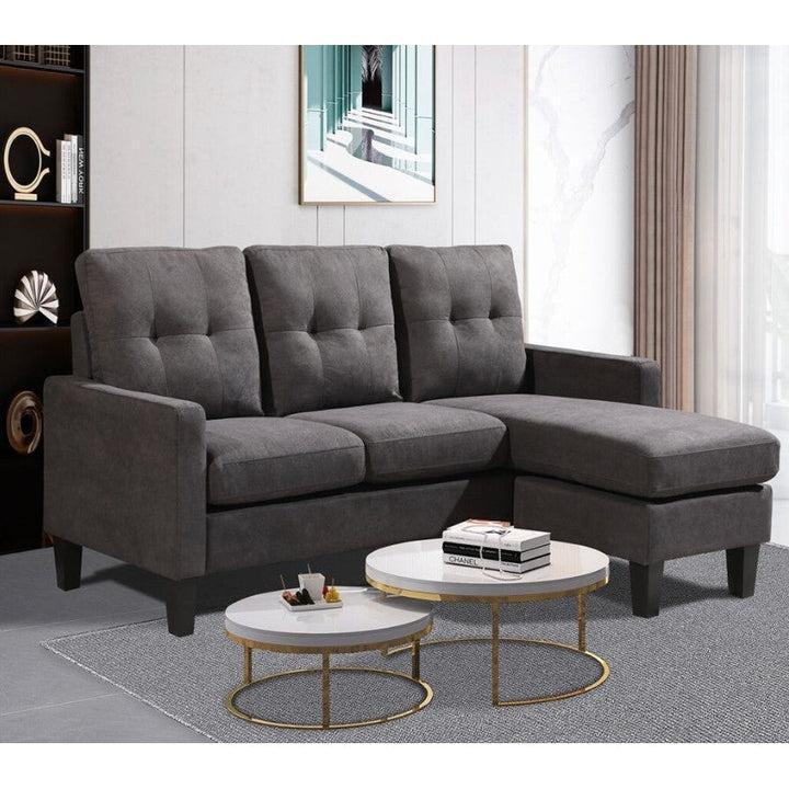 Oslo Sofa Couch Lounge Suite Reversible Corner 3 Seater Set - Dark Grey Linen