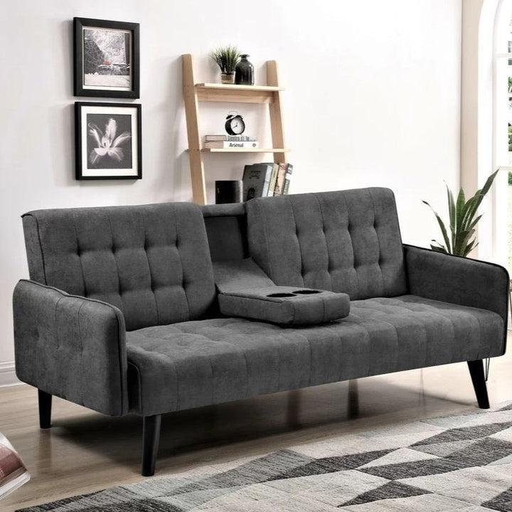 The New Yorker - Small Sofa Bed 3 Seat Lounge Set Sectional With Cup - Grey