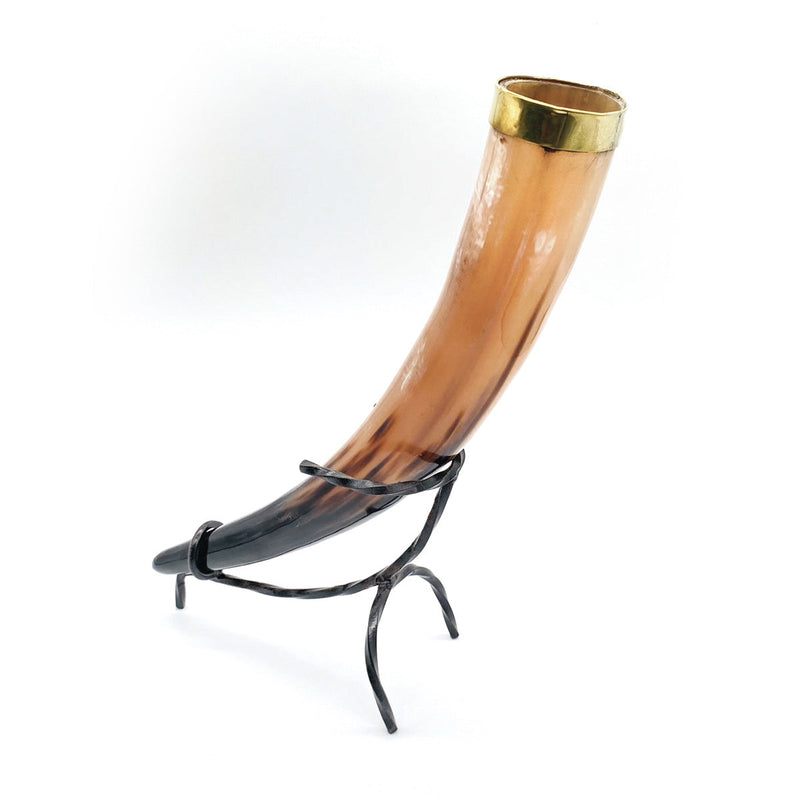 Viking Drinking Horn with Iron Stand