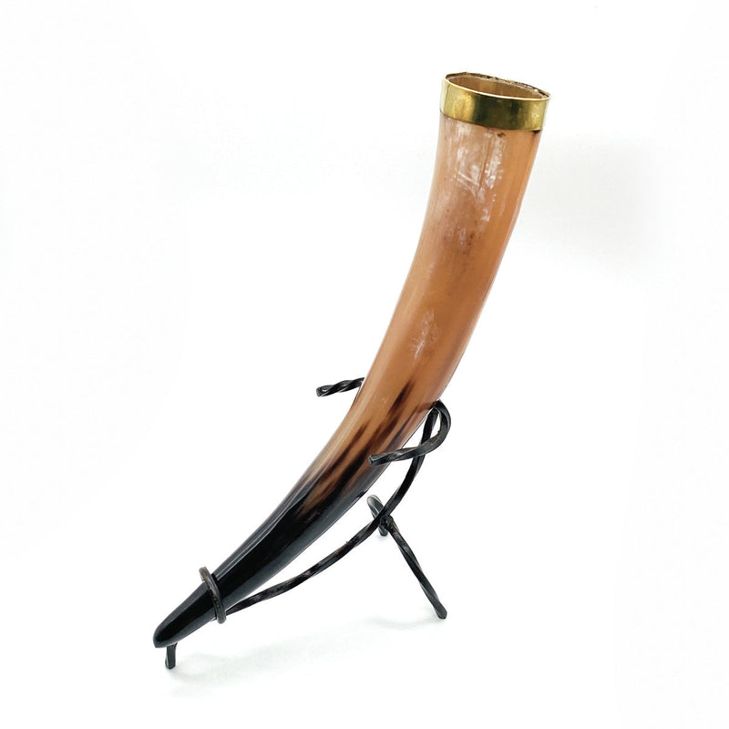 Viking Drinking Horn with Iron Stand
