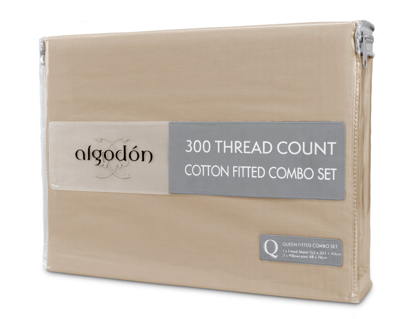 300TC Cotton FITTED SHEET Combo Set - MEGA QUEEN