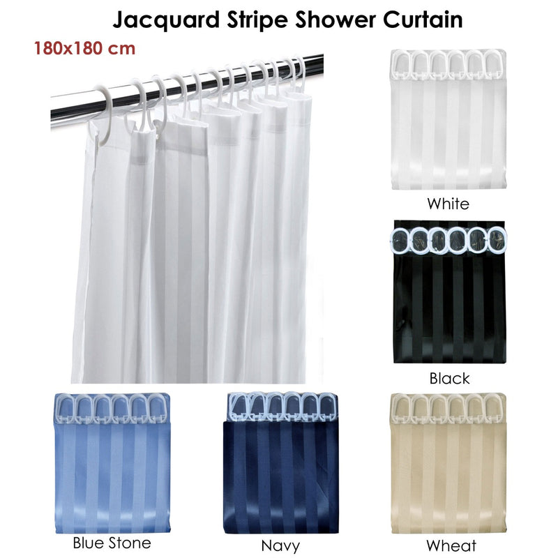 Jacquard Stripe Shower Curtain Black