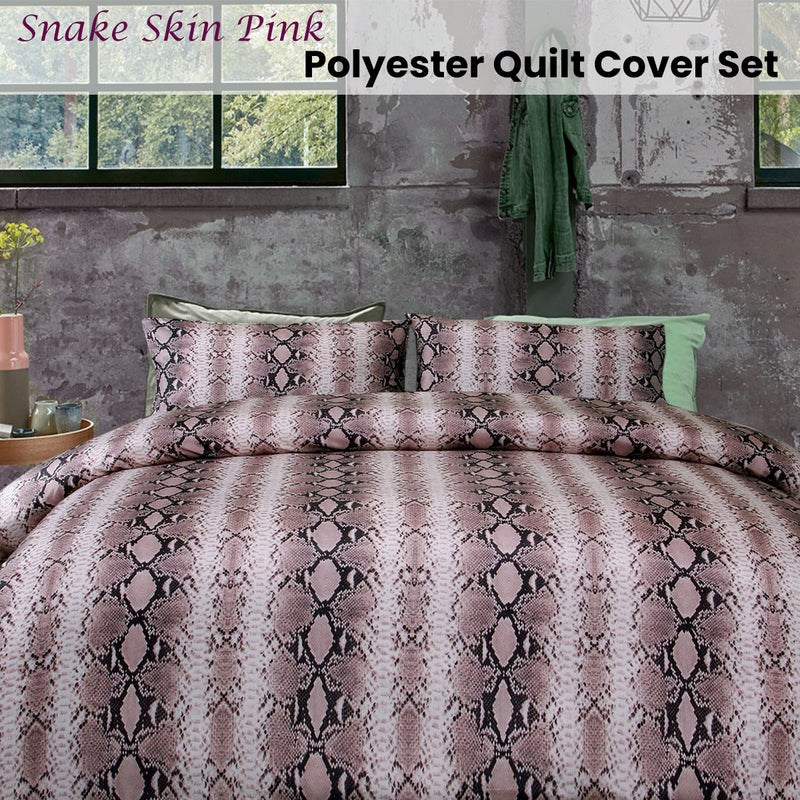 Big Sleep Snake Skin Pink Quilt Cover Set Double
