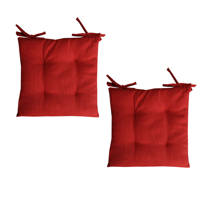 Set of 2 Outdoor Polyester Solid Chair Pads 40 x 40cm Red