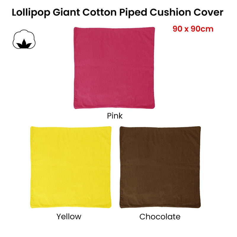 IDC Homewares Lollipop Extra Large Cotton Piped Square Cushion Cover 90 x 90 cm Chocolate