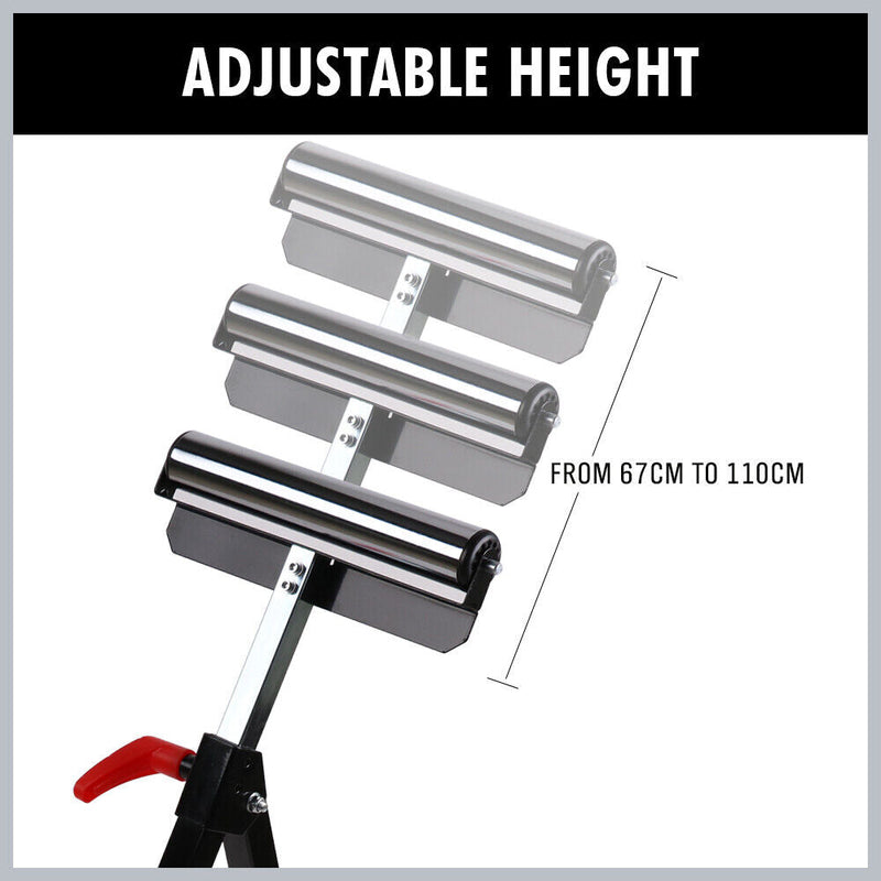 Foldable Roller Support Stand Adjustable Bench Holder 67-110cm Heavy Duty Steel