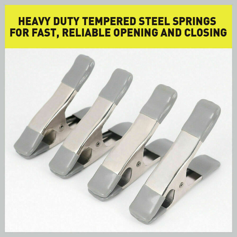 20Pc 4in./100mm Strong Spring Clamps Clip Set Heavy Duty Steel Rubber Grip Clips