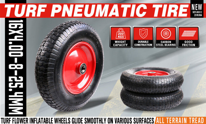 16" Wheelbarrow Trolley Wheel 4.80 4.00-8 Pneumatic Tyre 25.4mm Bore Tire Steel