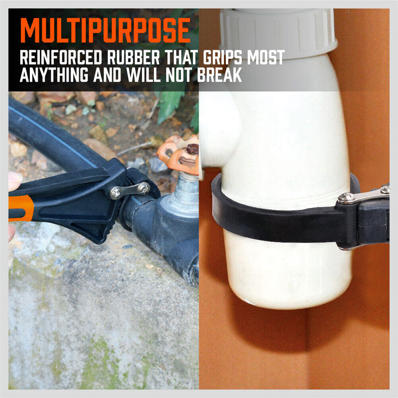2Pc Adjustable Wrench Set Rubber Belt Strap Spanner Multi-Purpose Jar Cap Opener