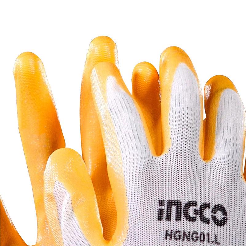 INGCO Working Gloves 6 Pairs Nitrile Coated Punctures Cuts Chemical Protection