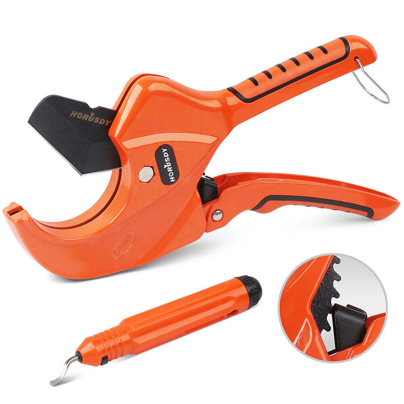 HORUSDY PVC Ratchet Cutter 64mm 2 - 1/2" Deburring Tool Rubber Handle Hand Tool