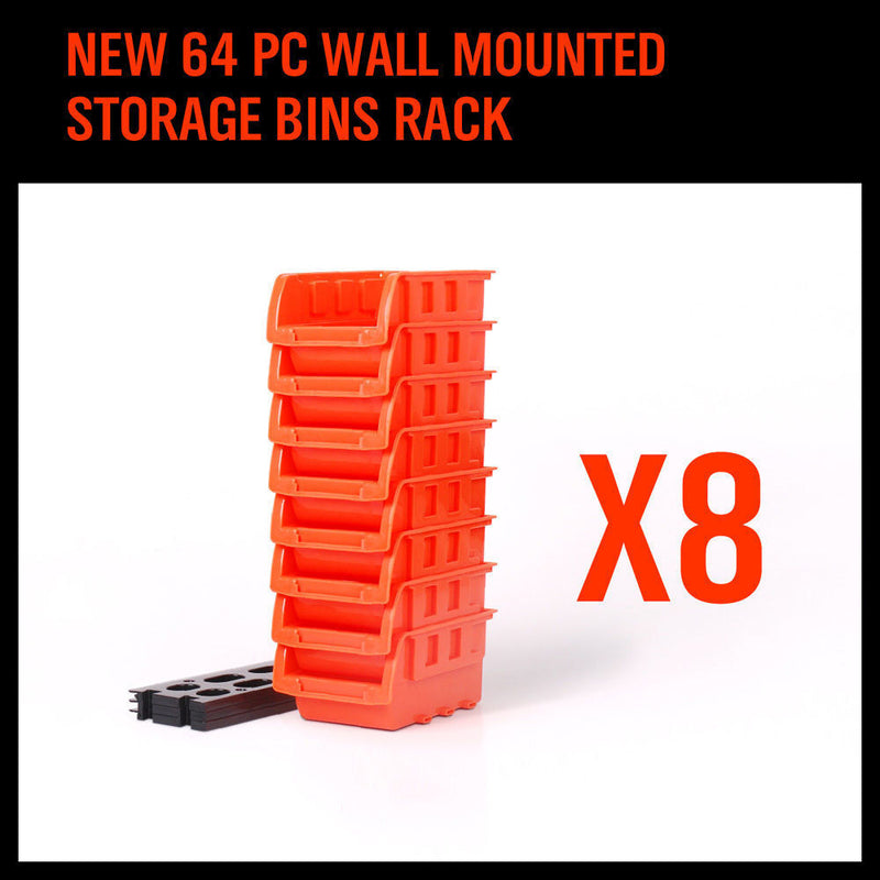 NEW 8 PC Wall Mounted Storage Bins Rack Set Nuts Bolts Organizer Parts 97903