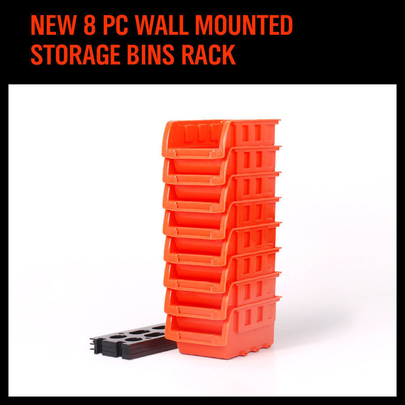 NEW 8 PC Wall Mounted Storage Bins Rack Set Nuts Bolts Organizer Parts 97903