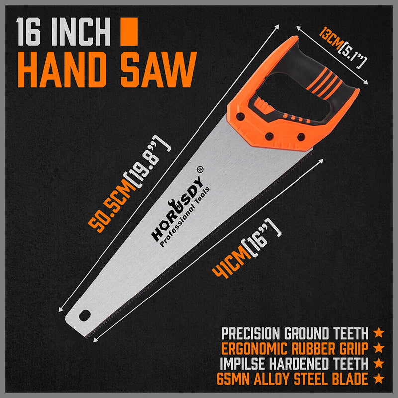 16" Hand Saw Sharp Cut Wood Plastic Cutting Heavy Duty Crosscut Saw 505mm Long