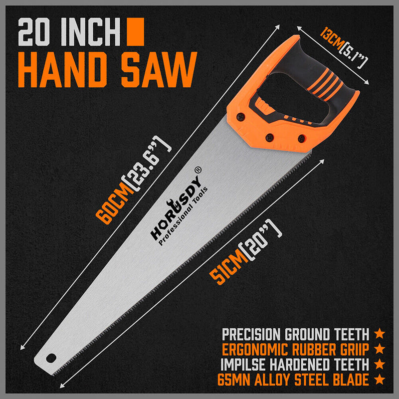 20" Hand Saw Sharp Cut Wood Plastic Cutting Heavy Duty Crosscut Saw 600mm Long