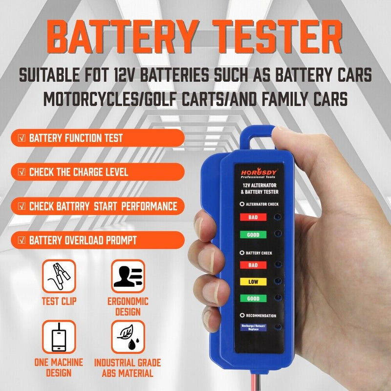 Digital 12V Alternator Battery Tester Car Load Tester Automotive  Voltage Check