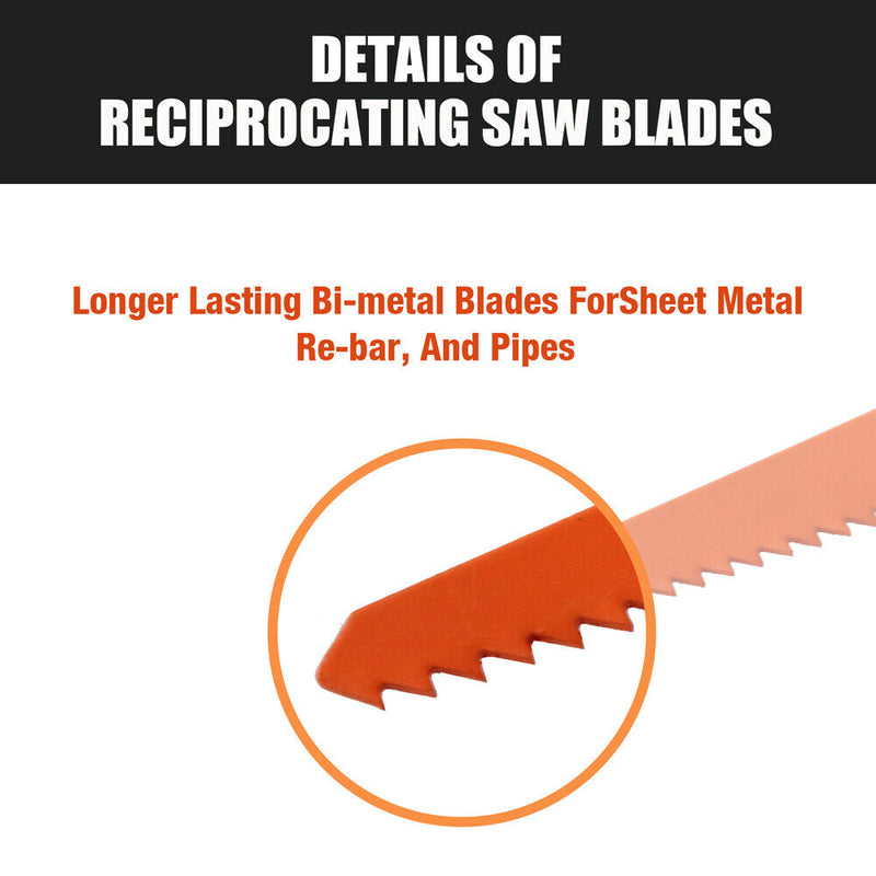 10Pc Reciprocating Saw Blades Set For Wood Metal Timber Demolition Cutting Tool