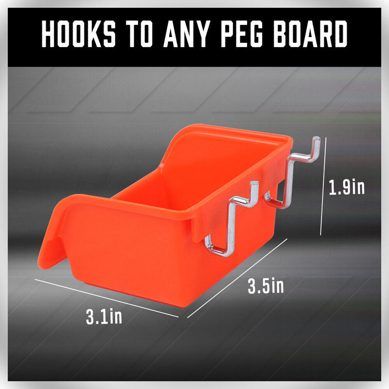 6Pc Pegboard Bins Peg Board Parts Storage With Steel Hooks Tools Organiser Tray