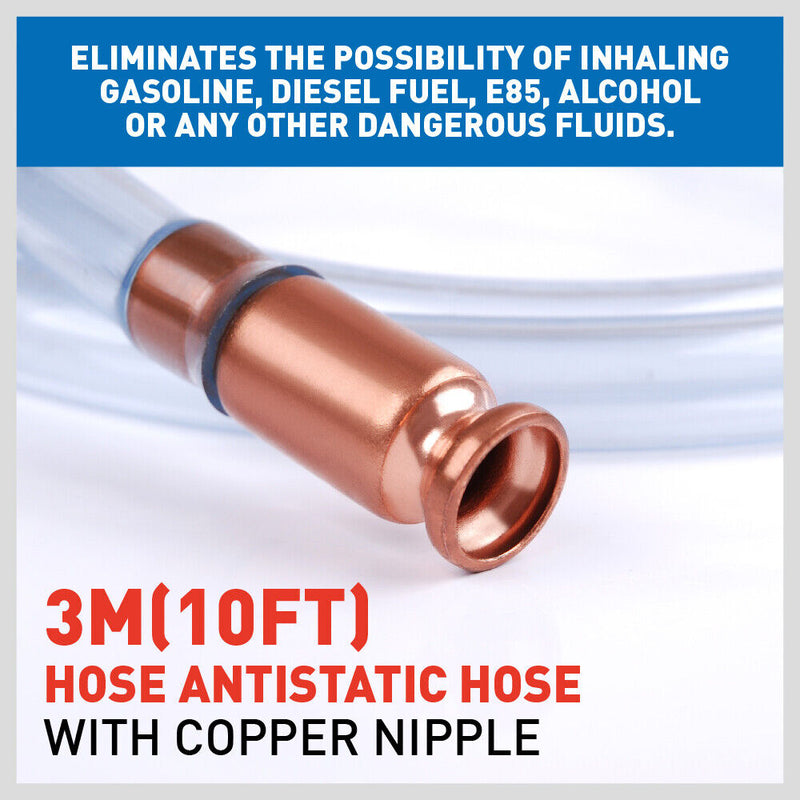 3M Self Priming Siphon Hose Water Jiggler Liquid Transfer Fuel Hose Pump Copper