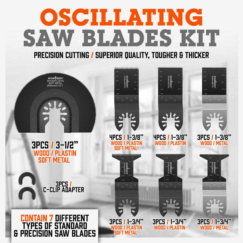 25Pc Metal & Wood Oscillating Saw Blades Set Quick Release Dewalt Bosch Makita