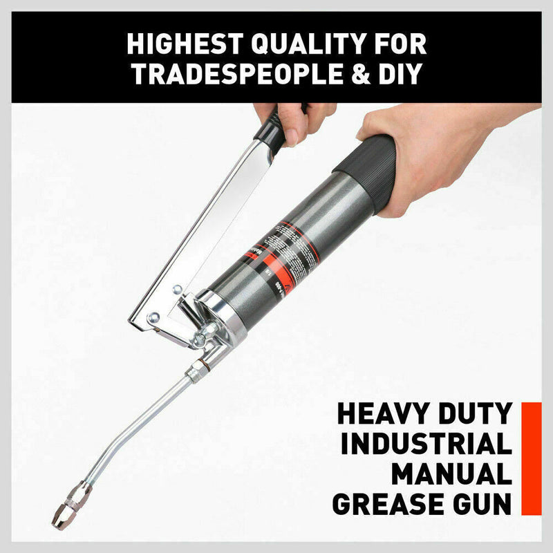 Heavy Duty 600cc Manual Grease Gun Flexible Hose Coupler 10000PSI Oiling Tools