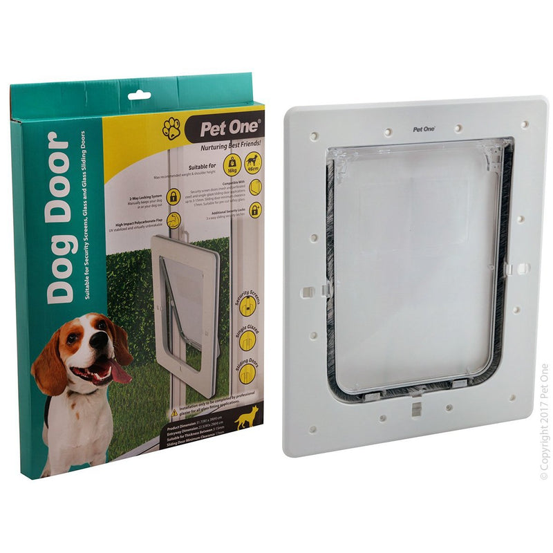 Pet One Poly Dog Door For Security Screens Glass And Glass Sliding Doors Medium