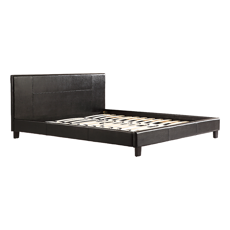 King PU Leather Bed Frame Brown