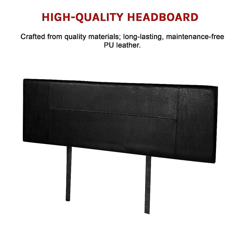PU Leather Queen Bed Headboard Bedhead - Black