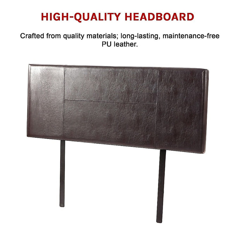 PU Leather Queen Bed Headboard Bedhead - Brown