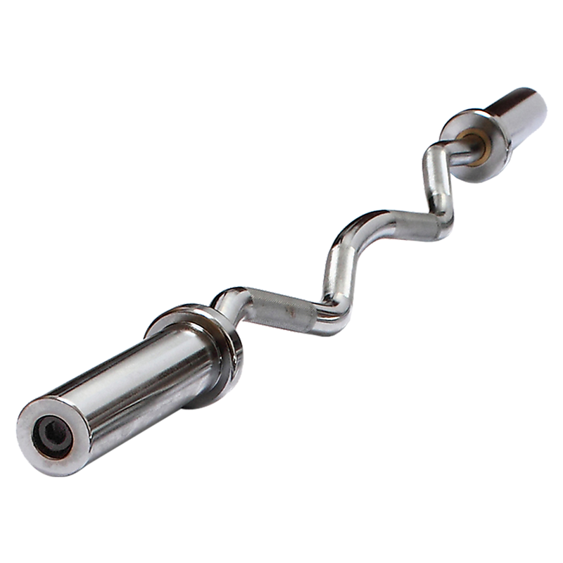 Chrome Olympic Curl Bar Barbell Heavy Duty EZ with Spring Collars