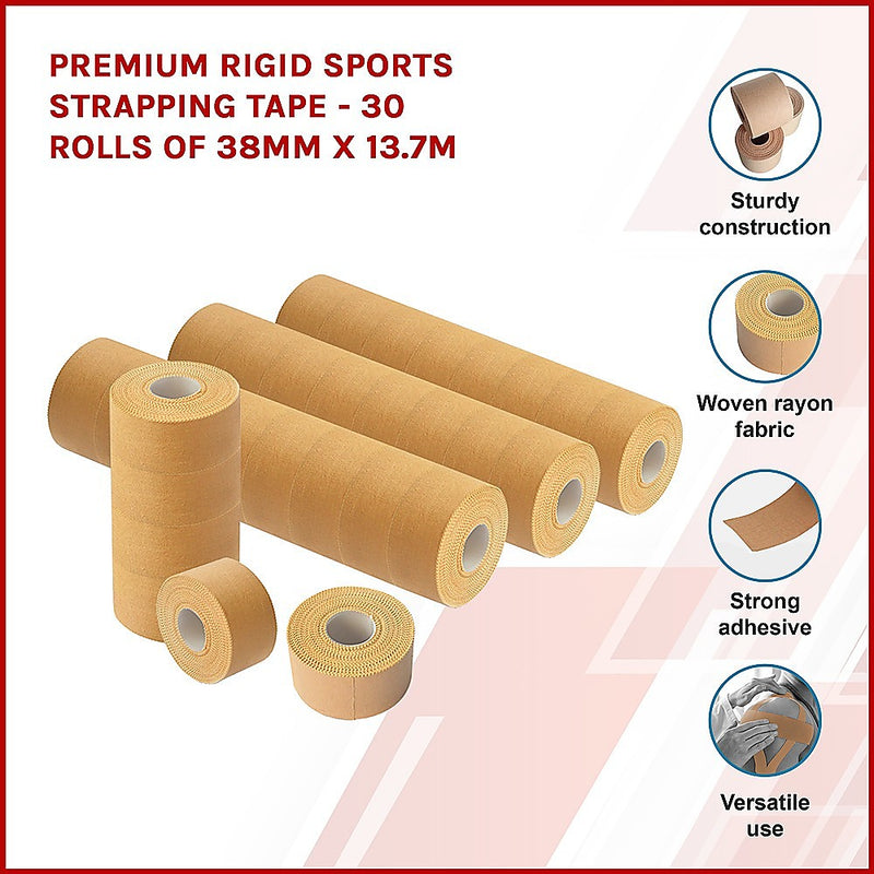 Premium Rigid Sports Strapping Tape - 30 Rolls of 38mm X 13.7M