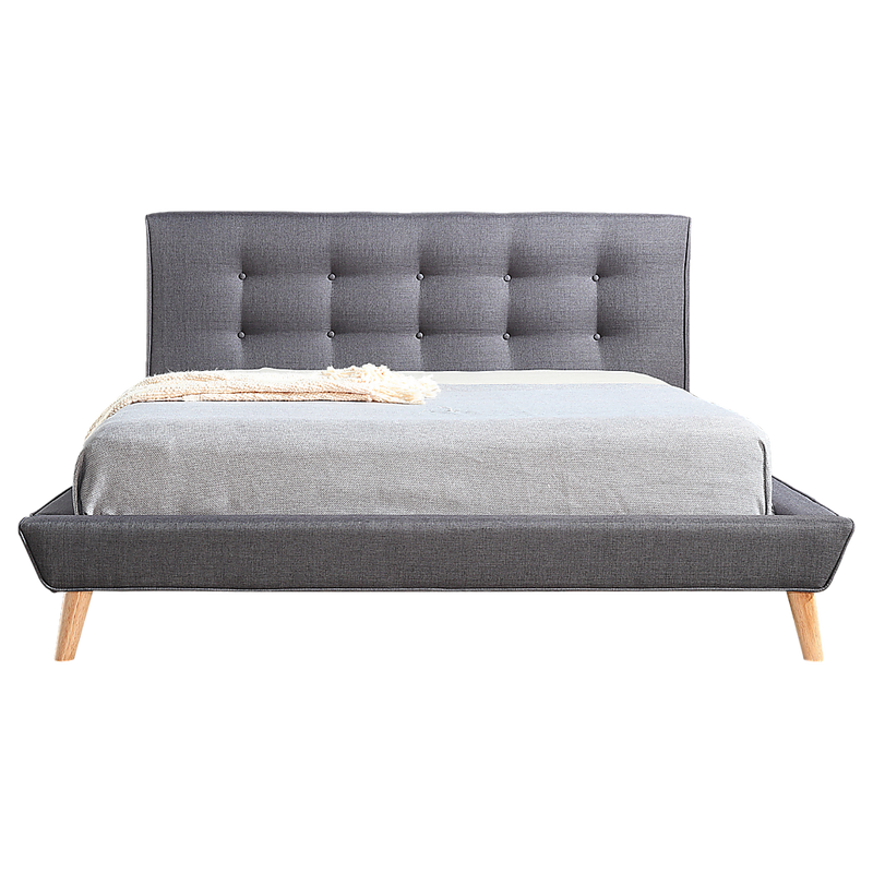 Queen Linen Fabric Deluxe Bed Frame Grey