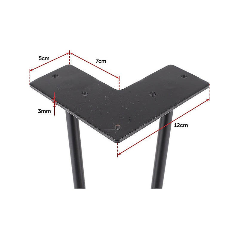 Set of 4 Industrial Retro Hairpin Table Legs 12mm Steel Bench Desk - 41cm Black