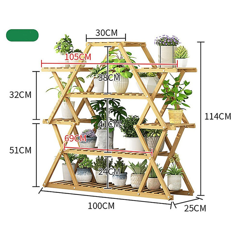 Bamboo Multilayer Flower Plant Bonsai Rack Shelf Stand Porch Lawn Patio