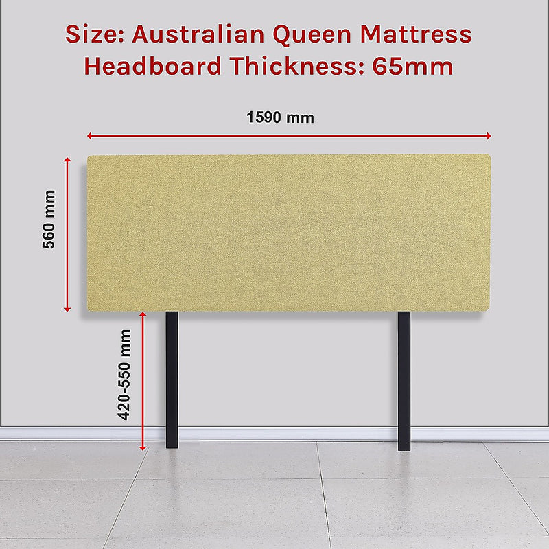 Linen Fabric Queen Bed Deluxe Headboard Bedhead - Sulfur Yellow