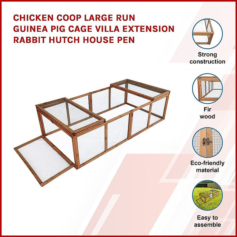 Chicken coop LARGE Run Guinea Pig Cage Villa Extension Rabbit hutch house pen