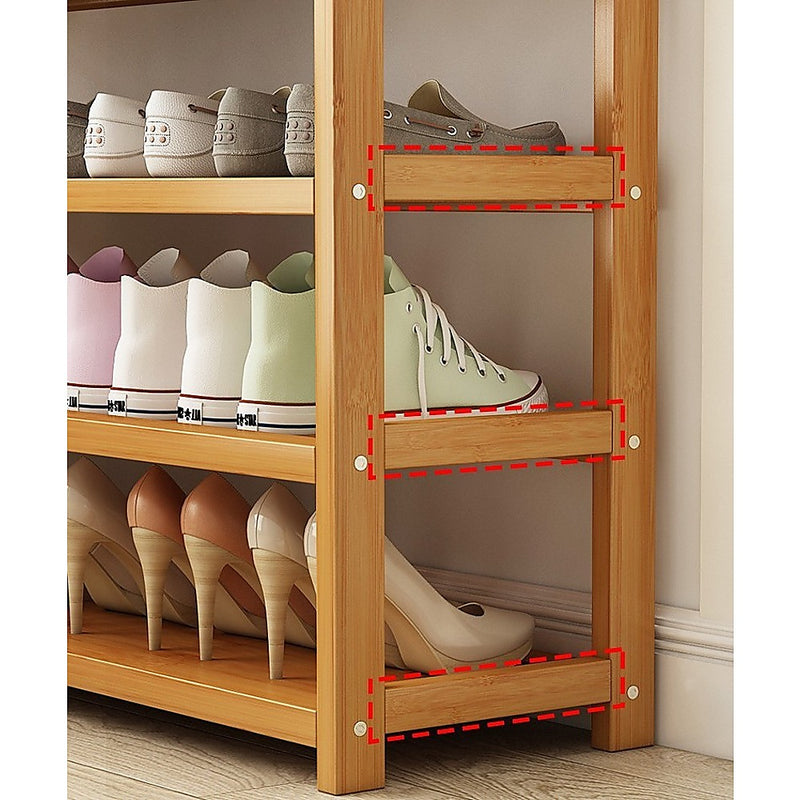 6 Layers Natural Wood Bamboo Shelf Entryway Storage Shoe Rack Home Furniture