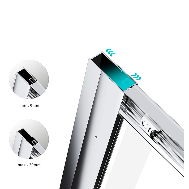 40mm Adjustable Contemporary Corner Sliding Chrome Shower Screen 86 x 92cm