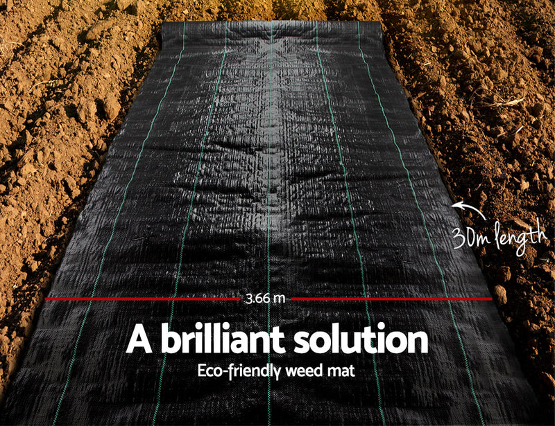 3.66m x 30m Weedmat Weed Control Mat Woven Fabric Gardening Plant PE