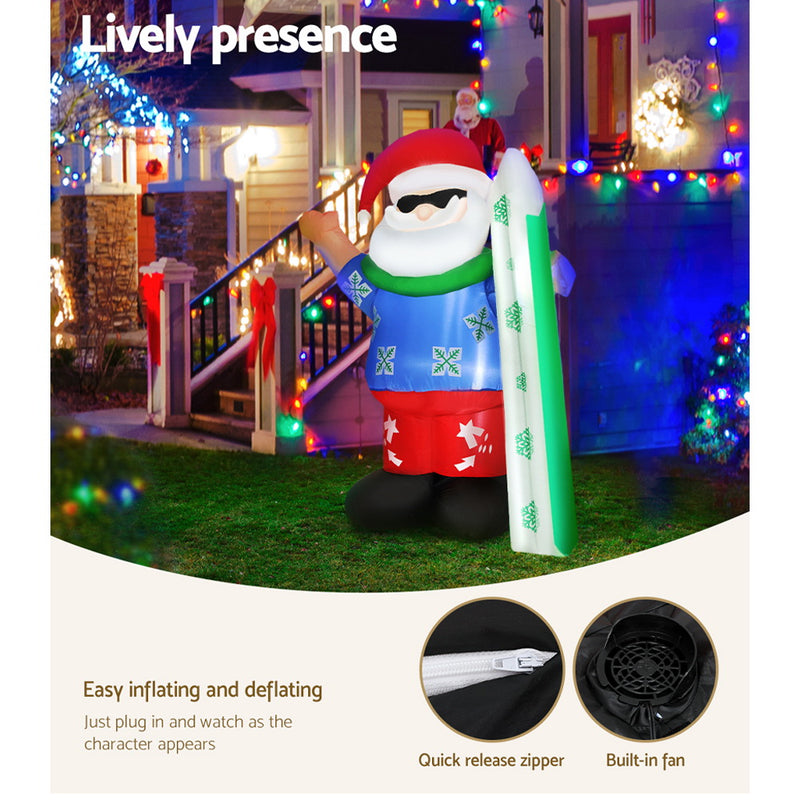 Jingle Jollys Christmas Inflatable Santa 1.6M Outdoor Xmas Decorations Lights