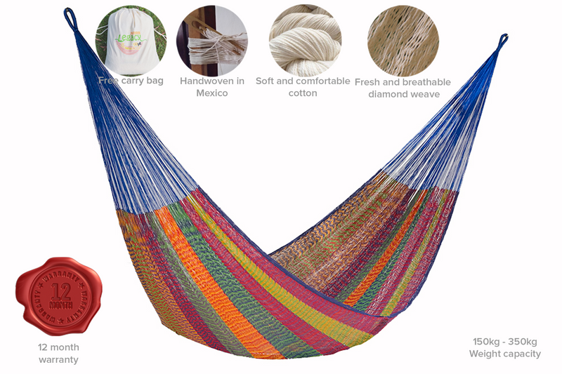 Mayan Legacy Jumbo Size Cotton Mexican Hammock in Mexicana Colour