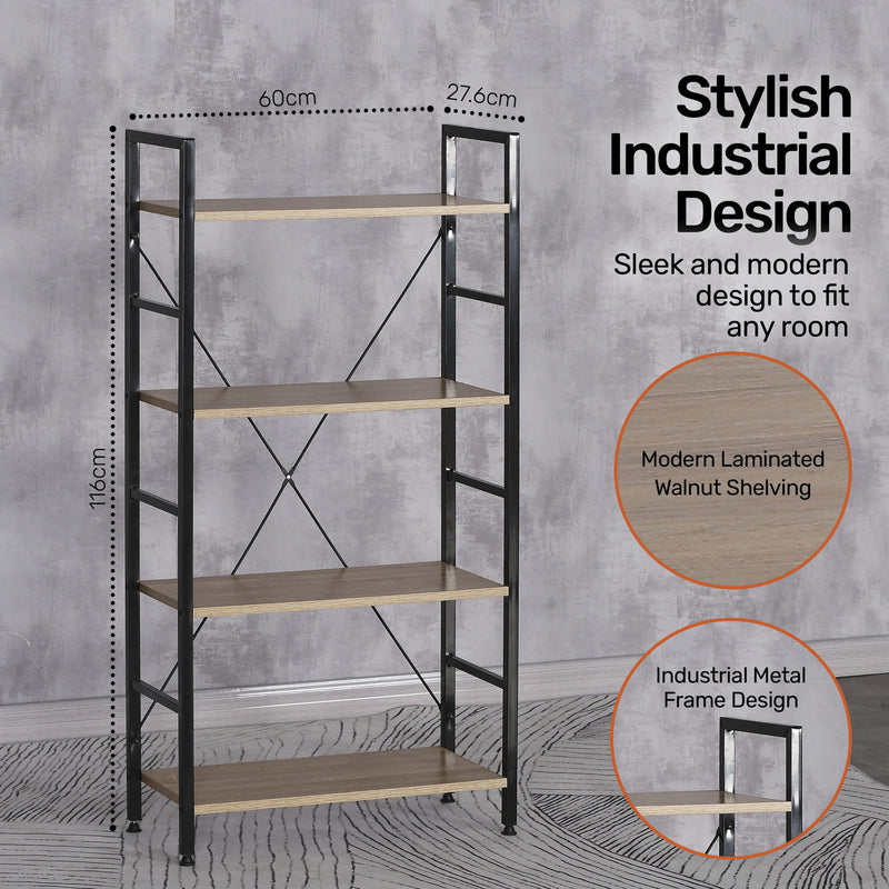 Home Master Display Shelf 4 Tier Sleek Modern Industrial Design 1.16m