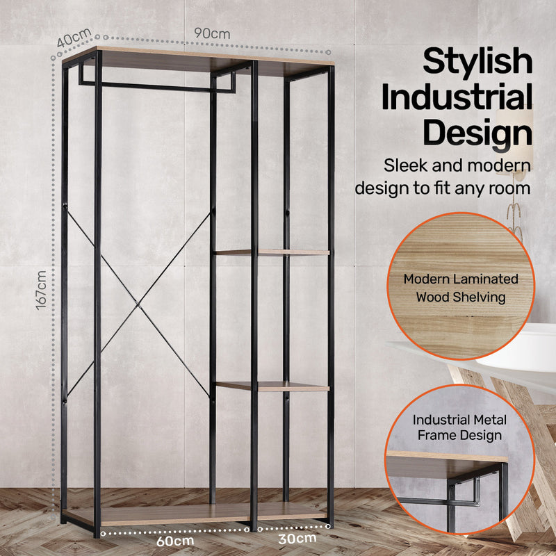 Home Master Garment Rack &amp; Shelving 3 Tier Sleek Stylish Modern Design 1.67m