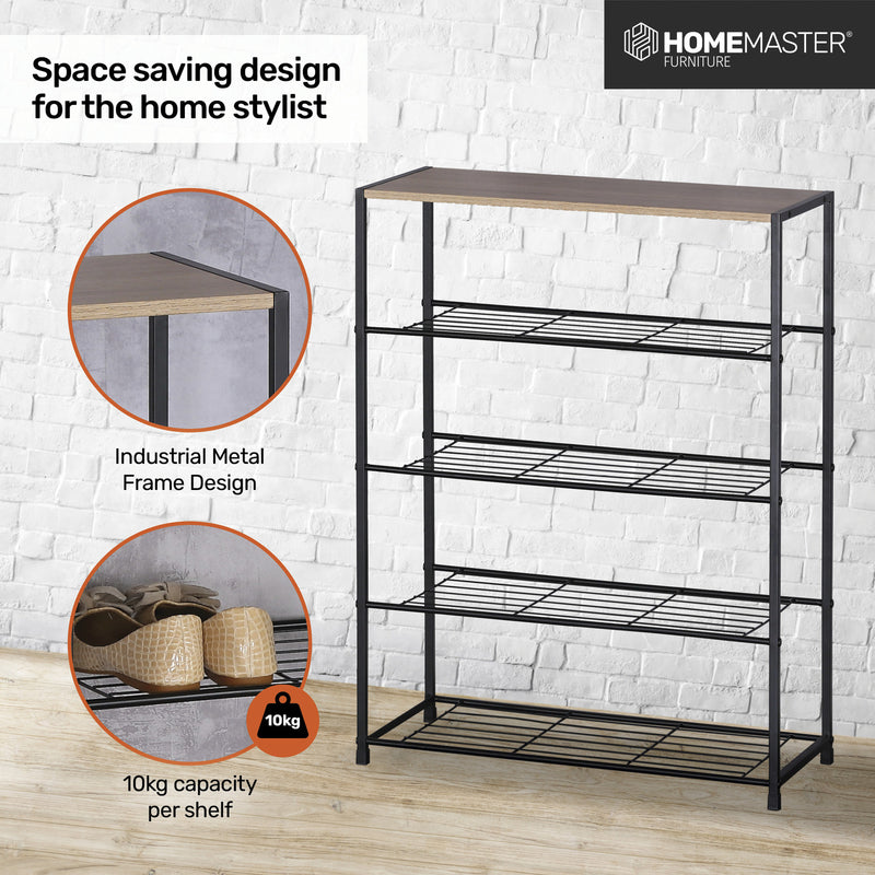 Home Master Display Shelf/Rack 5 Tier Sleek Modern Industrial Design 83cm