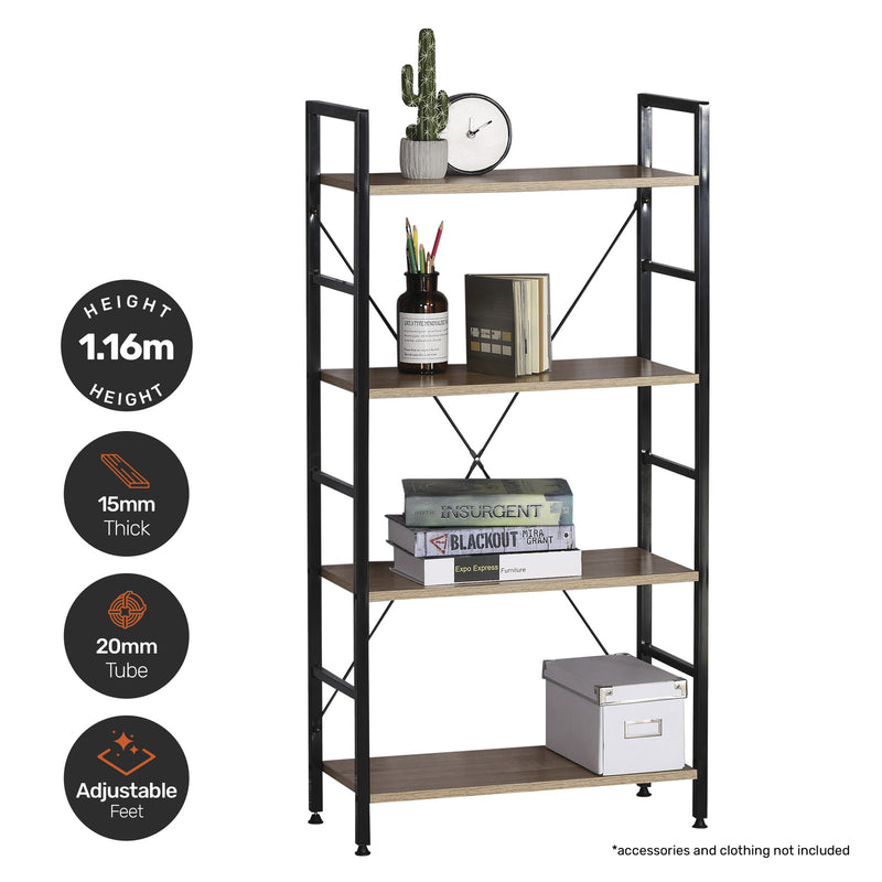 Home Master Display Shelf 4 Tier Sleek Modern Industrial Design 1.16m