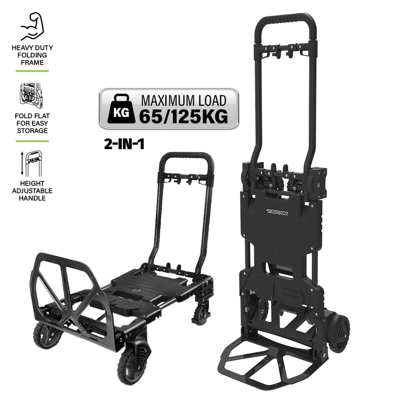 Taipan 65-125KG Foldable Trolley Cart Aluminium 2-In-1 Design Adjustable