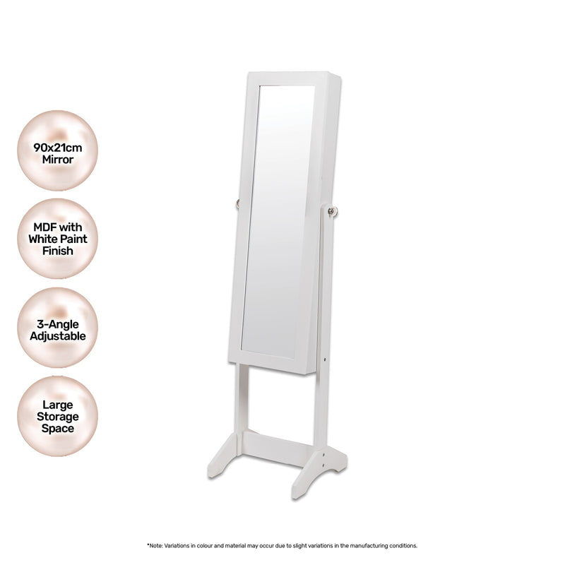 Home Master 140cm Full Length Mirror Jewellery Cabinet Adjustable Angle